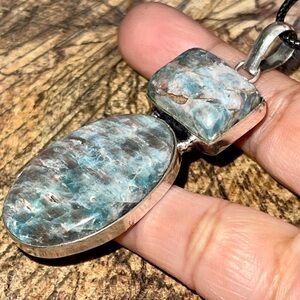 Blue Gray Apatite Crystal Pendant 2 1/2”